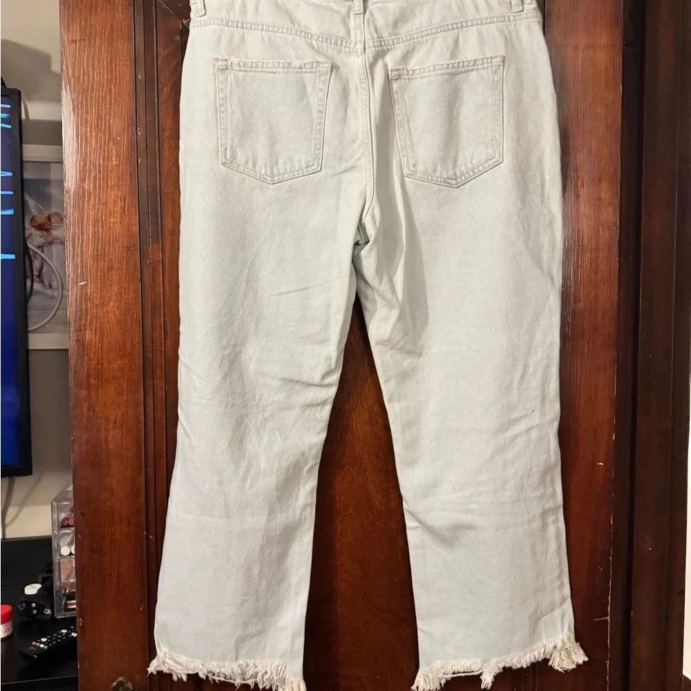 Free People Light Blue Distressed Straight Leg Jeans - Picture 7 of 7